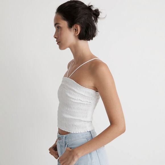 Madewell Lexi Poplin Smocked Halter Crop Top Women’s size medium - Picture 1 of 9